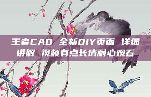 王者CAD 全新DIY页面 详细讲解 视频有点长请耐心观看