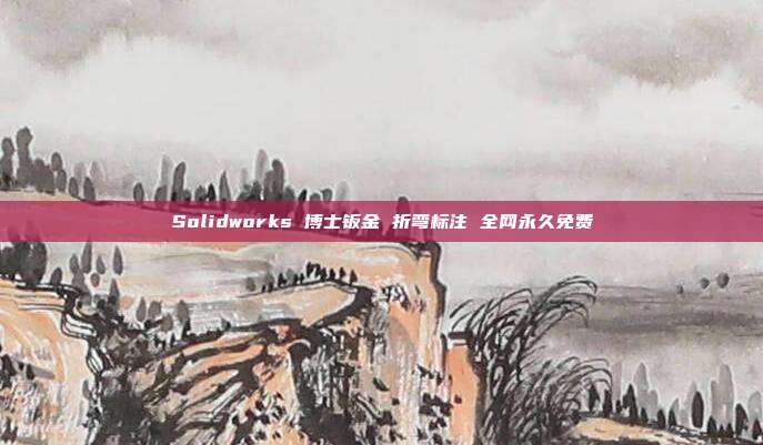 Solidworks 博士钣金 折弯标注 全网永久免费