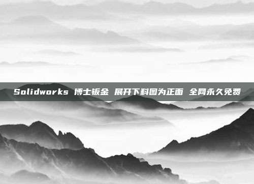 Solidworks 博士钣金 展开下料图为正面 全网永久免费